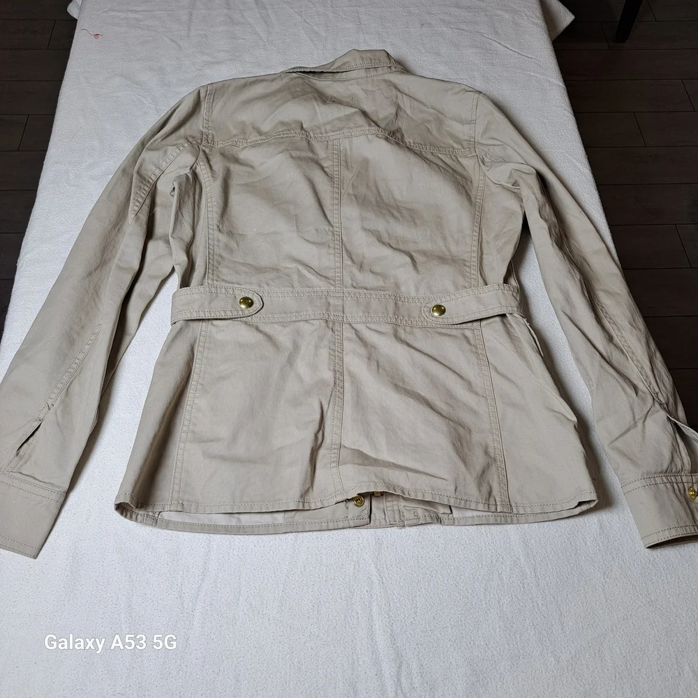 J. Crew Beige Utility Jacket with Brass Buttons